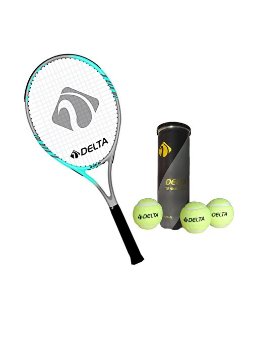 Delta Flame 27 inç Tek Parça L1 Grip Kort Tenis Raketi + Çantası + 3 Adet Tenis Maç Topu Seti