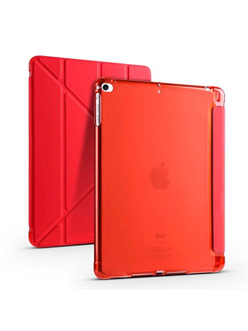 Gpack Standlı Katlanabilir Pu Silikon Tf1 Apple iPad 10.2 2021 9. Nesil Uyumlu 10.2 inç Tablet Kılıfı Turuncu