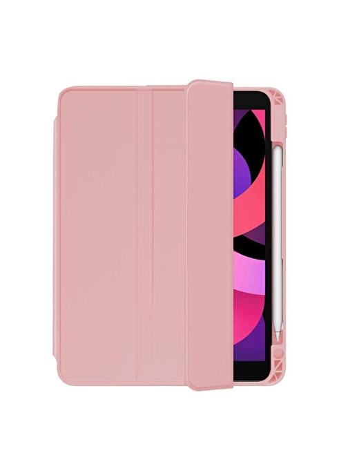 Gpack Kalem Bölmeli Standlı nt2 Apple iPad Pro 12.9 2020 4.Nesil Uyumlu 12.9 inç Tablet Kılıfı Açık Pembe