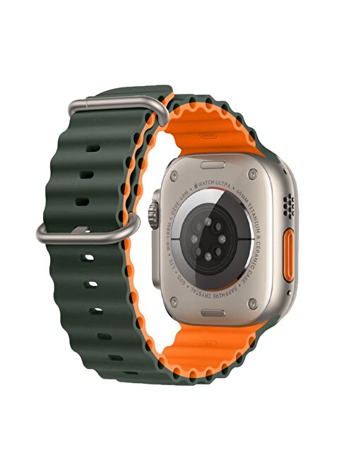 E2M Apple Watch 42 - 44 - 45 - 49 mm KRD28 Ocean Çift Akıllı Saat Kordonu Haki
