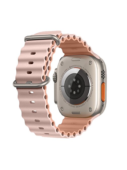 E2M Apple Watch 42 - 44 - 45 - 49 mm KRD28 Ocean Çift Akıllı Saat Kordonu Rose