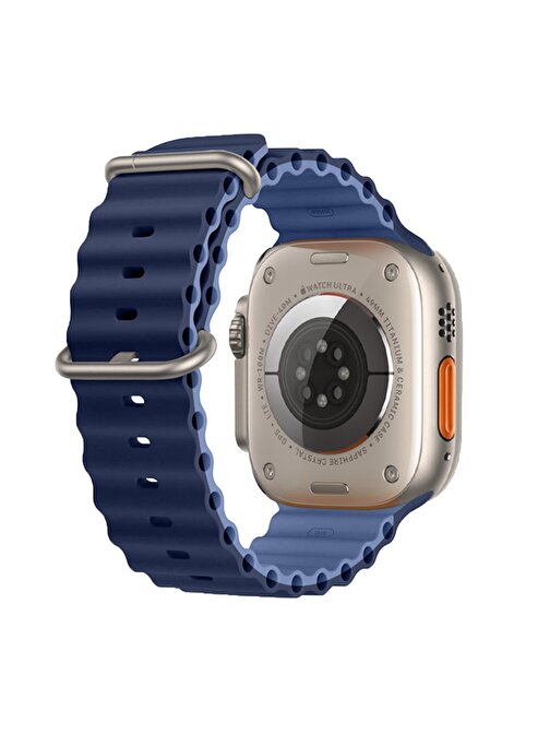 E2M Apple Watch 42 - 44 - 45 - 49 mm KRD28 Ocean Çift Akıllı Saat Kordonu Lacivert