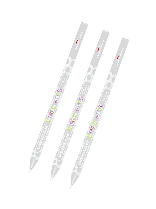 Pensan Jel Tükenmez Kalem Beyaz 1.0 mm 3 Adet Beyaz Neon Jel Kalem Beyaz Mürekkepli Kalem