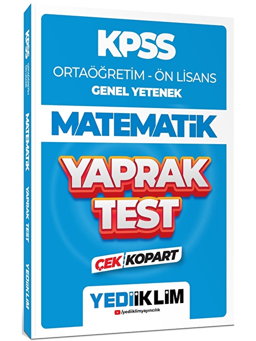 Yediiklim Yayınları Yediiklim Yayınları 2024 KPSS Ortaöğretim Ön Lisans Genel Yetenek Matematik Çek Kopart Yaprak Test