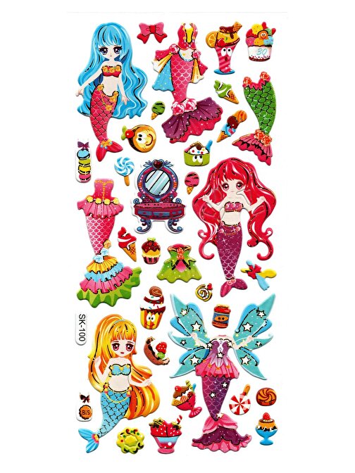 Sticker Kabartmalı Stiker Defter, Planlayıcı Etiket (sk100) 9x18 cm- Denizkızı Giydirme