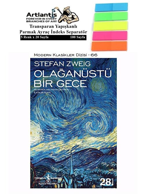 Artlantis Olağanüstü Bir Gece Stefan Zweig 69 Sayfa Karton Kapak 1 Adet Fosforlu Transparan Kitap Ayraç 1 Paket