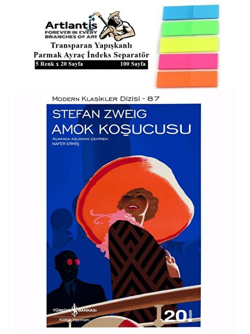 Artlantis Amok Koşucusu Stefan Zweig 60 Sayfa Karton Kapak 1 Adet Fosforlu Transparan Kitap Ayraç 1 Paket