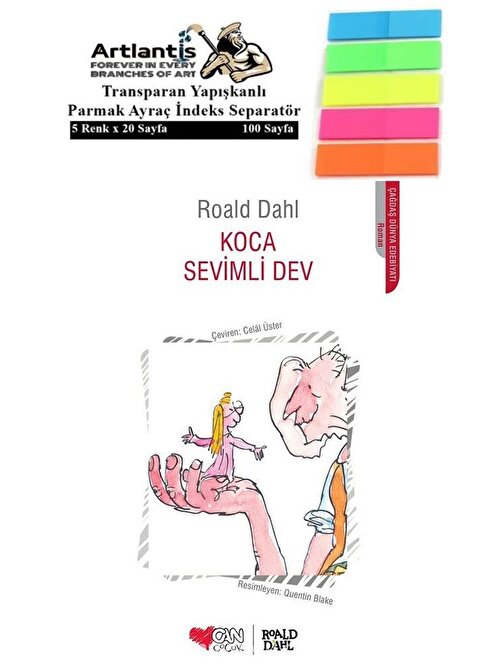 Artlantis Koca Sevimli Dev - Roald Dahl Karton Kapak 249 Sayfa + Fosforlu Transparan Kitap Ayracı