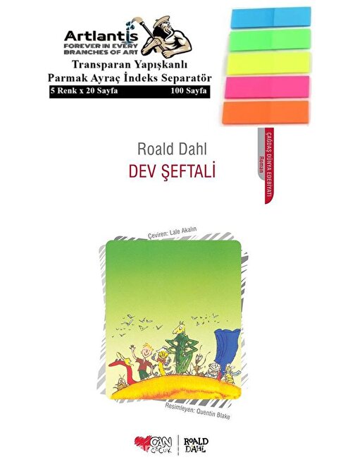 Artlantis Dev Şeftali - Roald Dahl Karton Kapak 165 Sayfa + Fosforlu Transparan Kitap Ayracı
