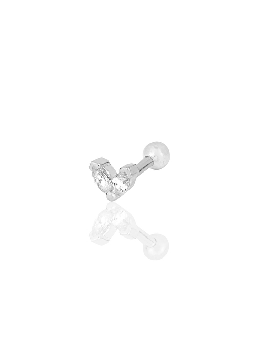 Gümüş rodyumlu zirkon iki taşlı Tragus helix Piercing küpe SGTL12197RODAJ