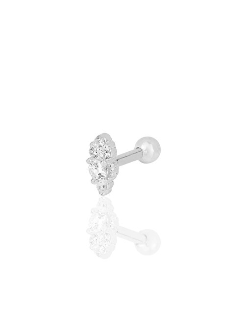 Gümüş rodyumlu zirkon taşlı Tragus helix Piercing küpe SGTL12207RODAJ