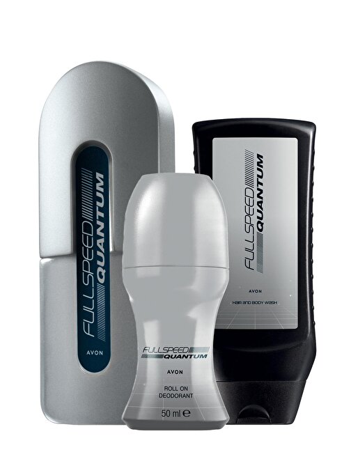 Avon Full Speed Quantum Erkek Parfüm Rollon Saç Vücut Şampuanı 3'lü Parfüm Setleri