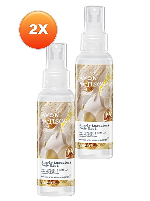 Avon Simply Luxurious Beyaz Şeftali Ve Vanilya Orkide Kokulu Vücut Spreyi 100 ml İkili Set
