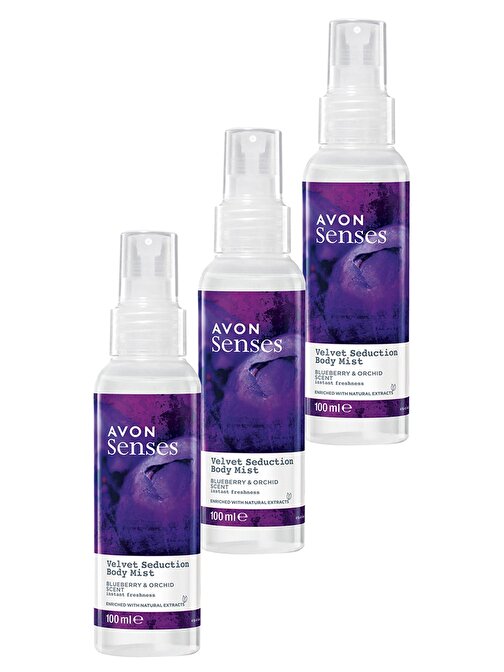 Avon Velvet Seduction Yaban Mersini Ve Orkide Kokulu Vücut Spreyi 100 ml Üçlü Set