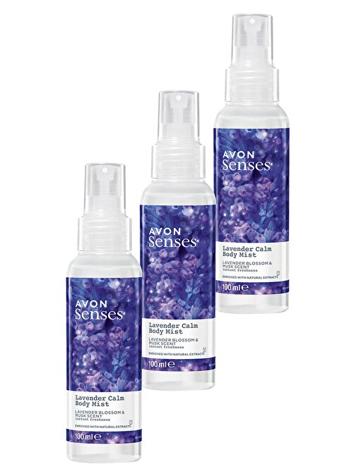 Avon Lavender Calm Lavanta Ve Misk Kokulu Vücut Spreyi 100 ml Üçlü Set