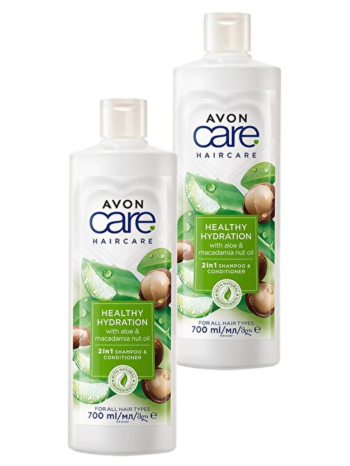 Avon Care Aloe Vera - Makademya Fındığı Yağı Şampuan - Saç Bakım Kremi 2 x 700 ml