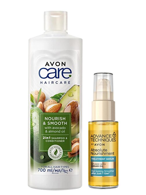 Avon Care Avokado - Badem Şampuan - Saç Kremi + Argan Yağı Saç Serumu Paketi