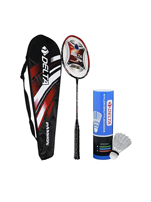 Delta Fiberglass Tek Parça Badminton Raketi + Çantası + Orta Hız Sevenler İçin 6 Adet Badminton Topu
