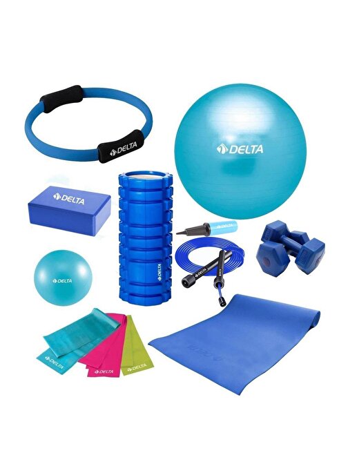 Delta 55-20cm Pilates Topu Minderi Foam Roller Yoga Blok Bant Set