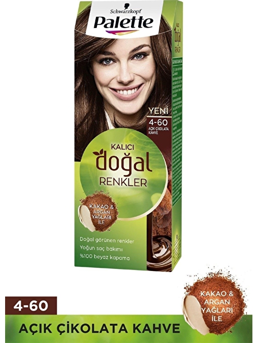 Palette Natural Doğal Renkler Saç Boyası 4.60 Açık Çikolata Kahve