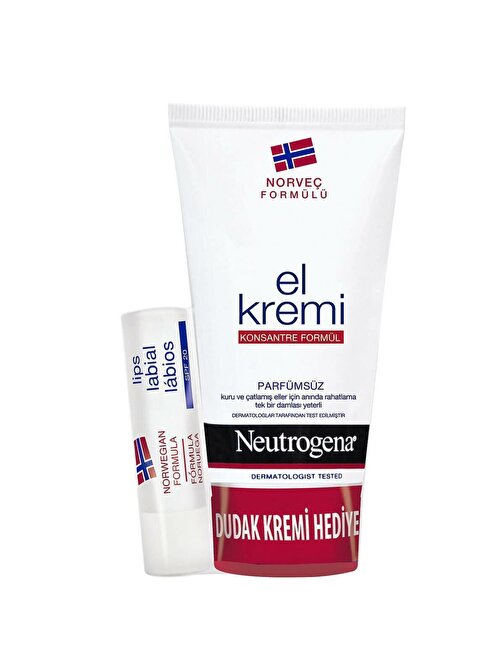 Neutrogena El Kremi + Dudak Nemlendirici Hediyeli Parfümsüz