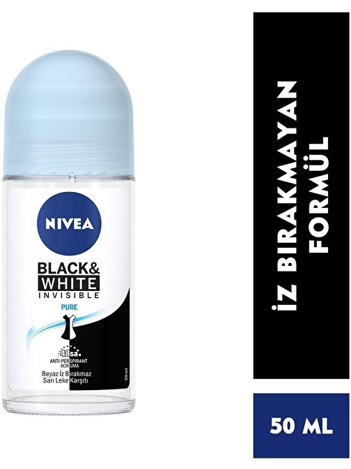 Nıvea Roll On Black Whıte Invısıble Pure Mavi Bayan 50 Ml