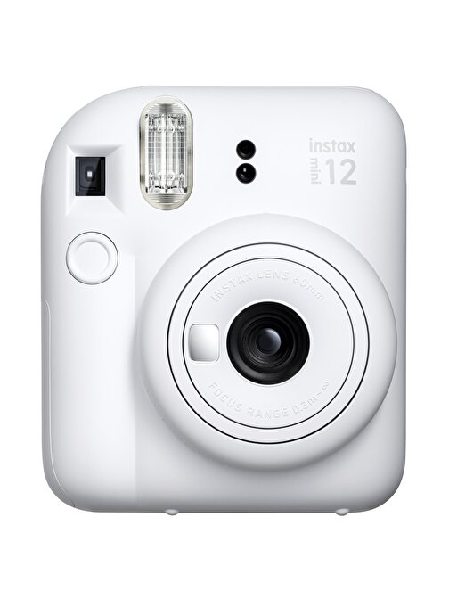Instax mini 12 Beyaz Fotoğraf Makinesi-10'lu Film ve Şeffaf Kılıf Seti