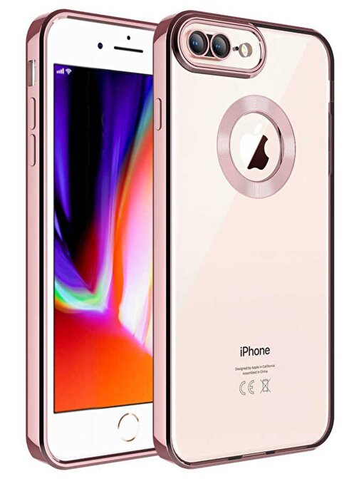 Ceponya iPhone 8 Plus Kılıf Köşeleri Renkli Şeffaf Kamera Korumalı Silikon Luxury Kapak