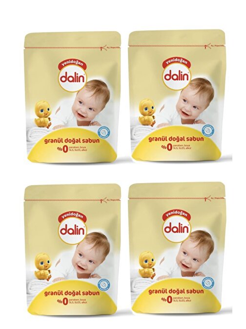 Dalin Parabensiz Sıvı Çocuk & Yenidoğan Bebek Granül Toz Sabun 500 gr x 4 Adet