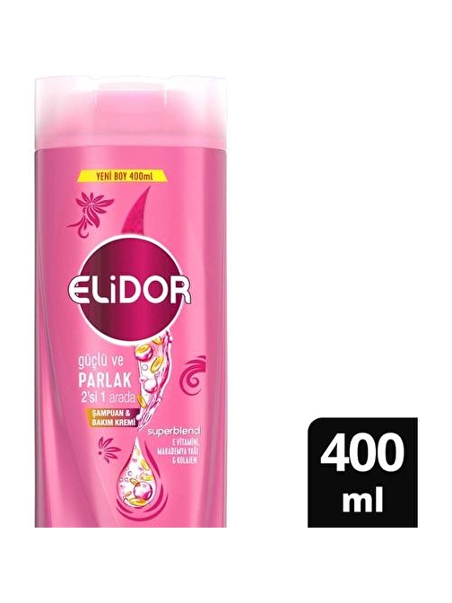 Elidor 2si1 Arada Şampuan ve Saç Bakım Kremi Güçlü ve Parlak Saçlar Şampuan 400ml