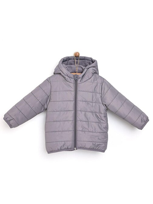 Hellobaby Polyester Kışlık Basic Kulaklı Kapüşonlu E Erkek Bebek Mont 4-5 Yaş Füme