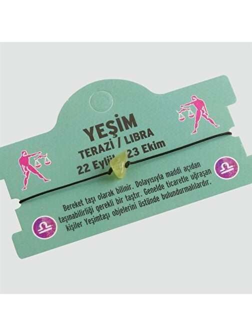 Yeşim Doğal Taşlı Terazi Burç Bileklik - DL0101