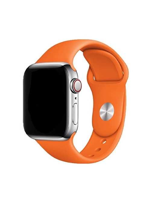 E2M Apple Watch 38 - 40 - 41 mm Silikon Akıllı Saat Kordonu Turuncu