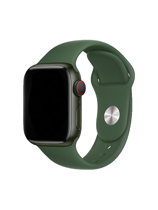 E2M Apple Watch 38 - 40 - 41 mm Silikon Akıllı Saat Kordonu Haki Yeşili