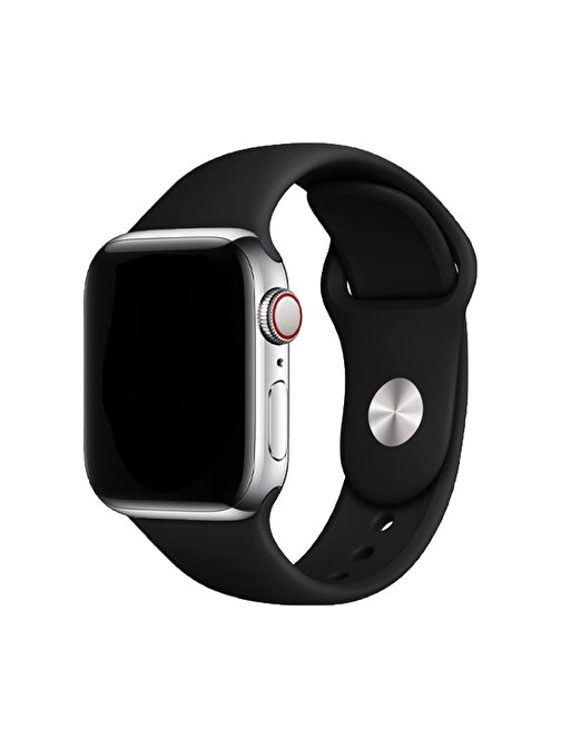 E2M Apple Watch 42 - 44 - 45 - 49 mm Silikon Akıllı Saat Kordonu Siyah