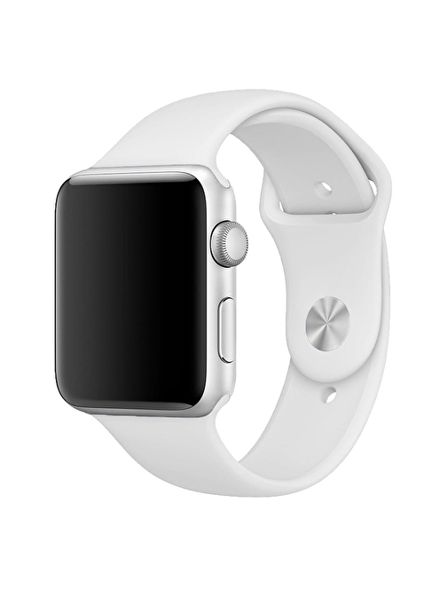 E2M Apple Watch 42 - 44 - 45 - 49 mm Silikon Akıllı Saat Kordonu Beyaz