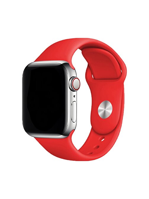 E2M Apple Watch 42 - 44 - 45 - 49 mm Silikon Akıllı Saat Kordonu Kırmızı