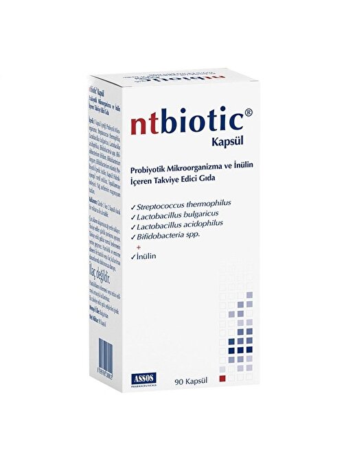Assos Ntbiotic Probiyotik Ve İnülin İçeren Takviye Edici Gıda 90 Kapsül