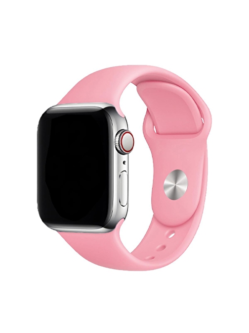 E2M Apple Watch 42 - 44 - 45 - 49 mm Silikon Akıllı Saat Kordonu Pembe