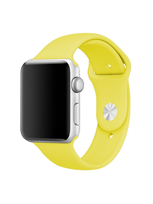 E2M Apple Watch 42 - 44 - 45 - 49 mm Silikon Akıllı Saat Kordonu Sarı