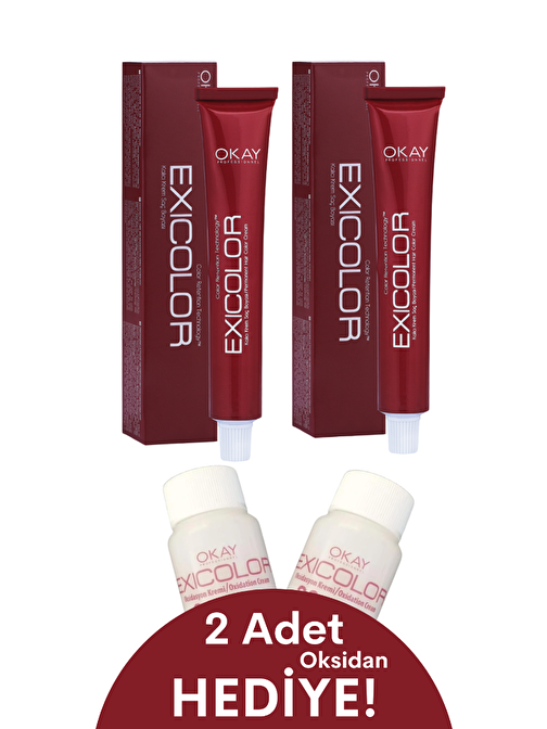 Exicolor Saç Boyası Tüp 60 ml 0.65 Yoğun Fuşya 2 Adet + Oksidan Hediyeli 4'Lü Set