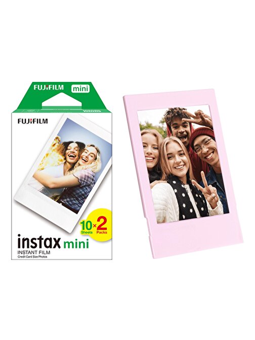 Instax Mini 12 Makine Uyumlu 20'li Film ve Pembe Fotoğraf Çerçevesi