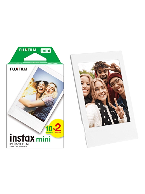 Instax Mini 12 Makine Uyumlu 20'li Film ve Beyaz Fotoğraf Çerçevesi