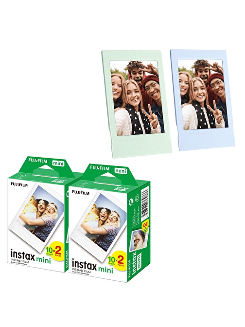 Instax mini 40'lı Film Mavi ve Yeşil 2 Fotoğraf Çerçevesi