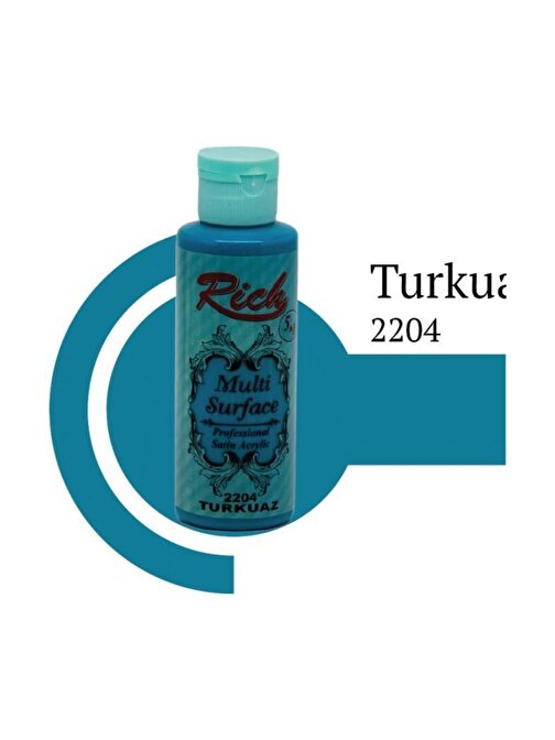 Rich Multi Surface Su Bazlı Akrilik Boya 120 Ml Şişe 1 Adet 2204 Turkuaz