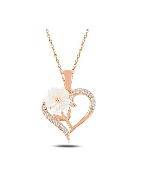 Manolya Çiçeği Kalp Tasarımlı 925 Ayar Gümüş Kolye ROSE