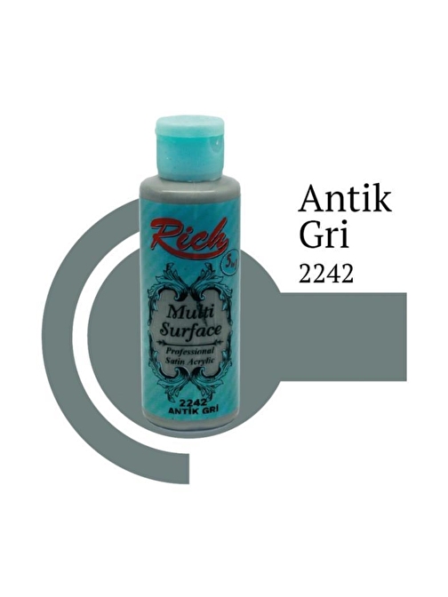 Rich Multi Surface Su Bazlı Akrilik Boya 120 Ml Şişe 1 Adet 2242 Antik Gri