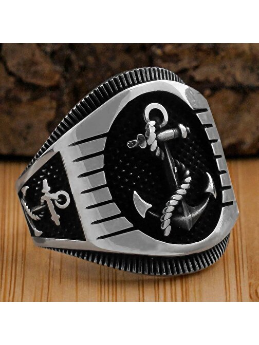 Denizci Çapası Tasarımlı 925 Ayar Gümüş Yüzük