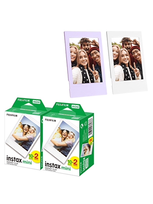 Instax mini 40'lı Film Lila ve Beyaz 2 Fotoğraf Çerçevesi