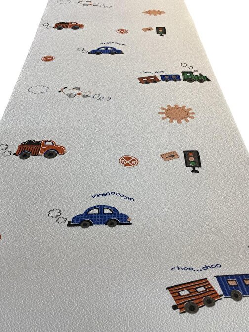 Renkli Duvarlar 50X280 Cm (1,4M2) Trafik Temalı Kendinden Yapışkanlı Duvar Kağıdı Esnek Silinebilir Çocuk Odası